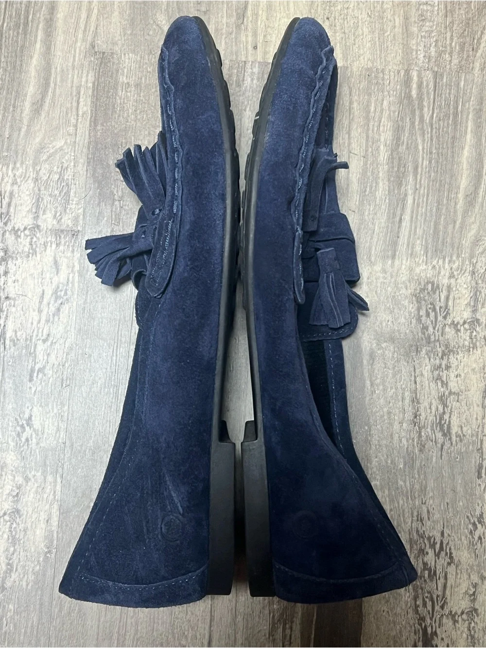 Born Navy Blue Suede Tassel Loafers Women’s Size 8M